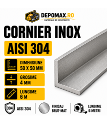 Cornier inox AISI 304, 50 x 50 x 4 mm, 6 metri